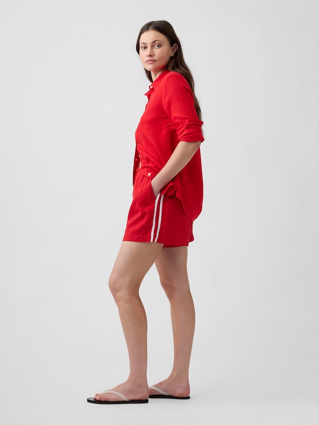 4インチ プルオン リネンブレンド ショートパンツ-4