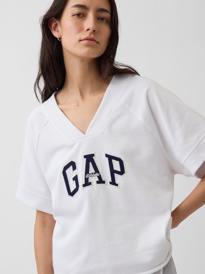 フレンチテリー オーバーサイズ GAPロゴ Vネック スウェットシャツ-3