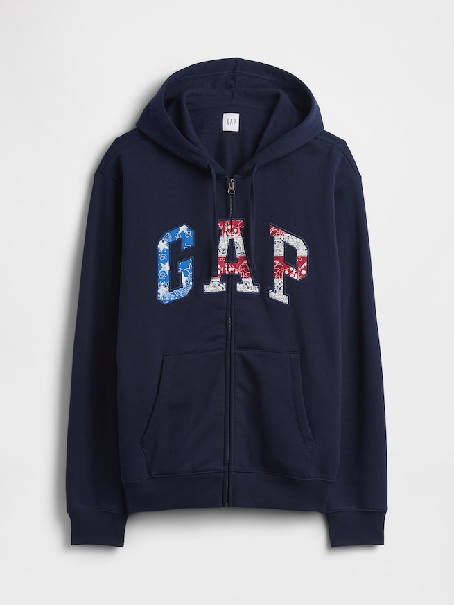 リラックスフィット GAPロゴ ジップアップパーカー-2