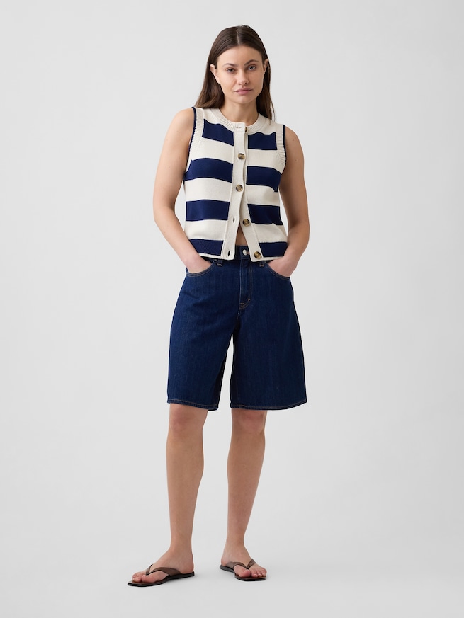 ノースリーブ ボタンアップ セーター-2