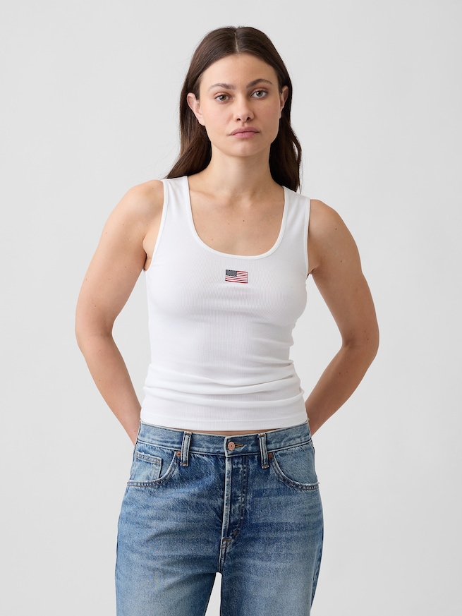 リブ GAPロゴ タンクトップ-0