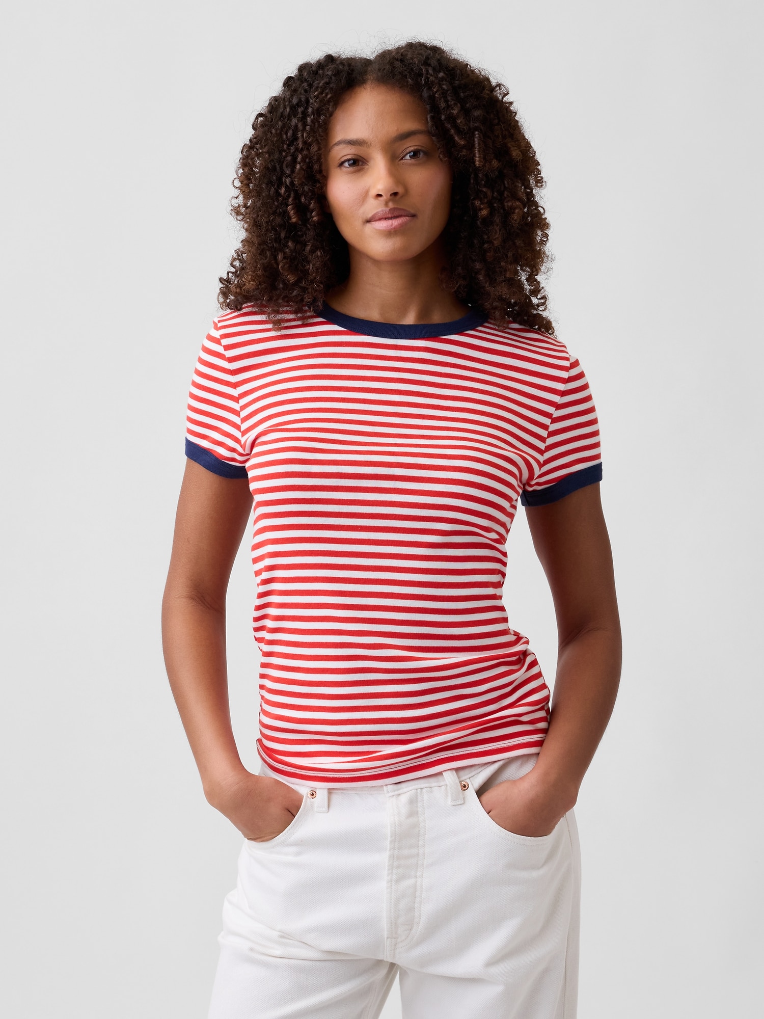 モダンリブ リンガーTシャツ-0