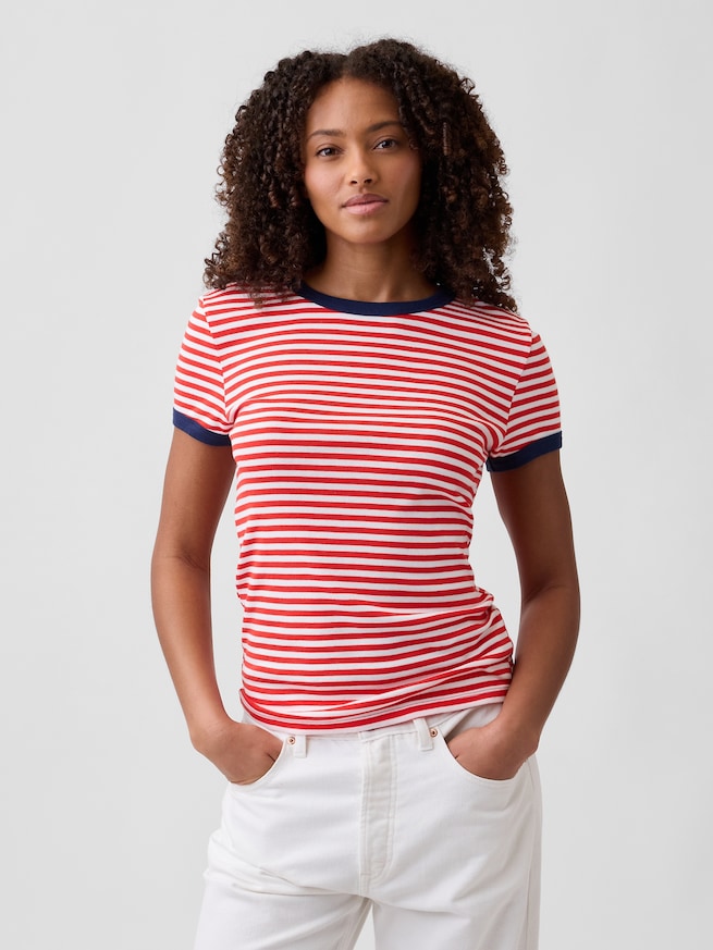 モダンリブ リンガーTシャツ-0