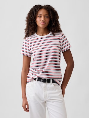 フェイバリット ストライプ クルーネックTシャツ