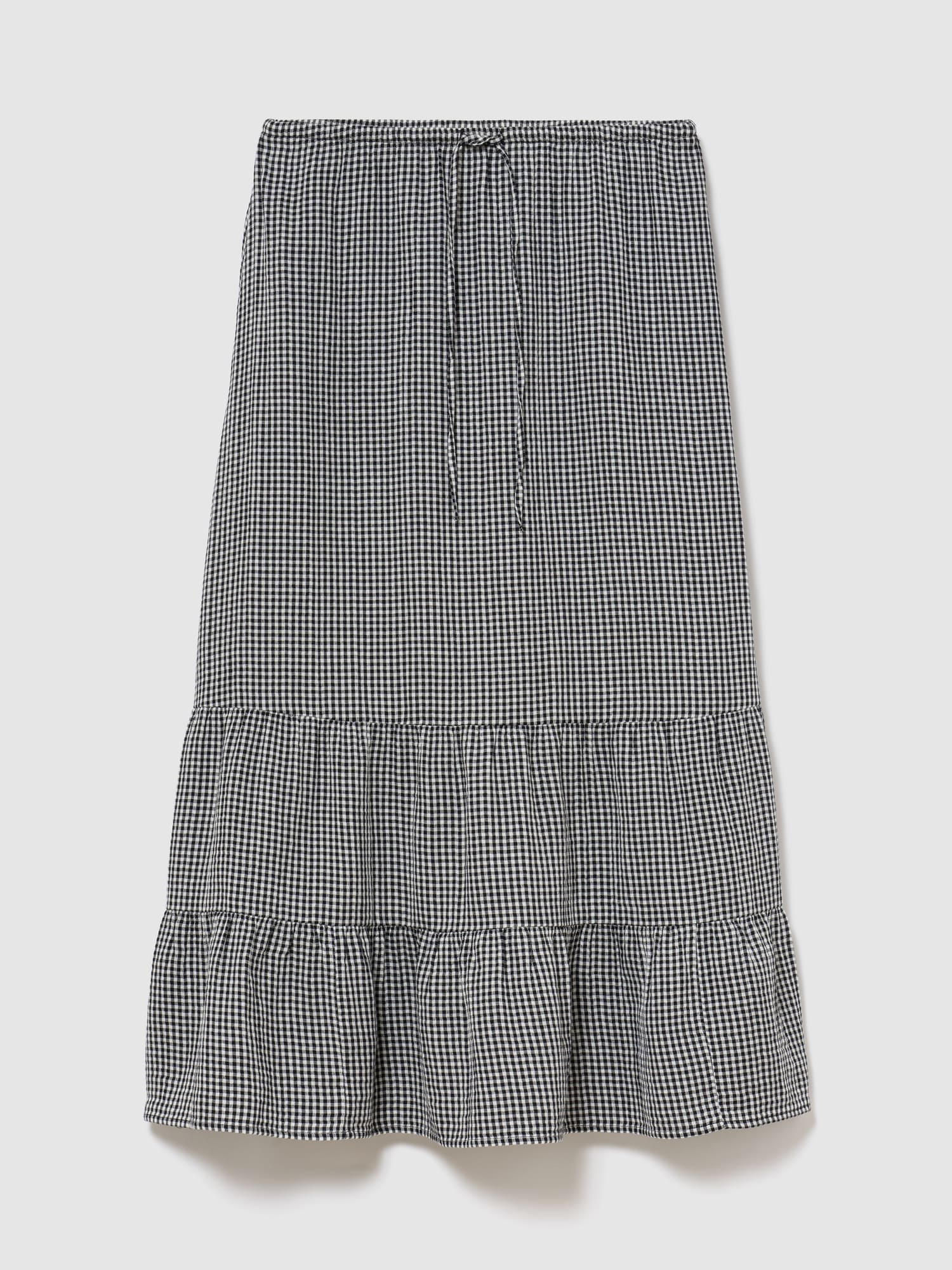 ハイライズ コットンガーゼ イージーウエスト ティアード マキシスカート-0