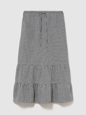 ハイライズ コットンガーゼ イージーウエスト ティアード マキシスカート