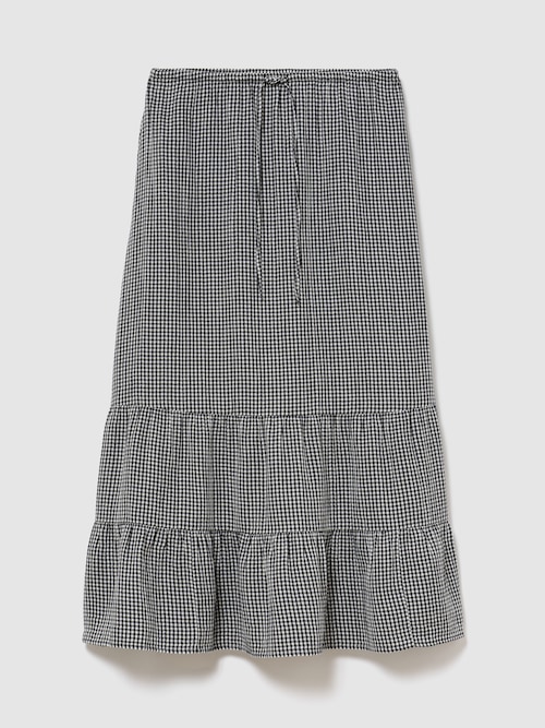 ハイライズ コットンガーゼ イージーウエスト ティアード マキシスカート