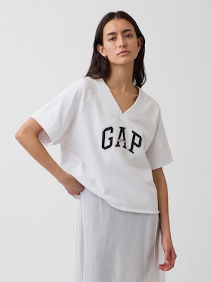フレンチテリー オーバーサイズ GAPロゴ Vネック スウェットシャツ