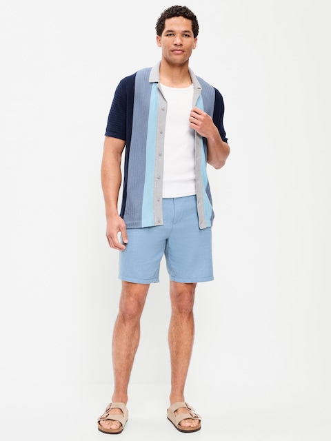 SHORT CHINO ÉTROIT EN MÉLANGE DE LIN, ENTREJAMBE DE 20 CM.