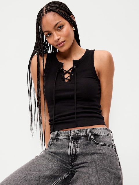Lace-Up Tank Top