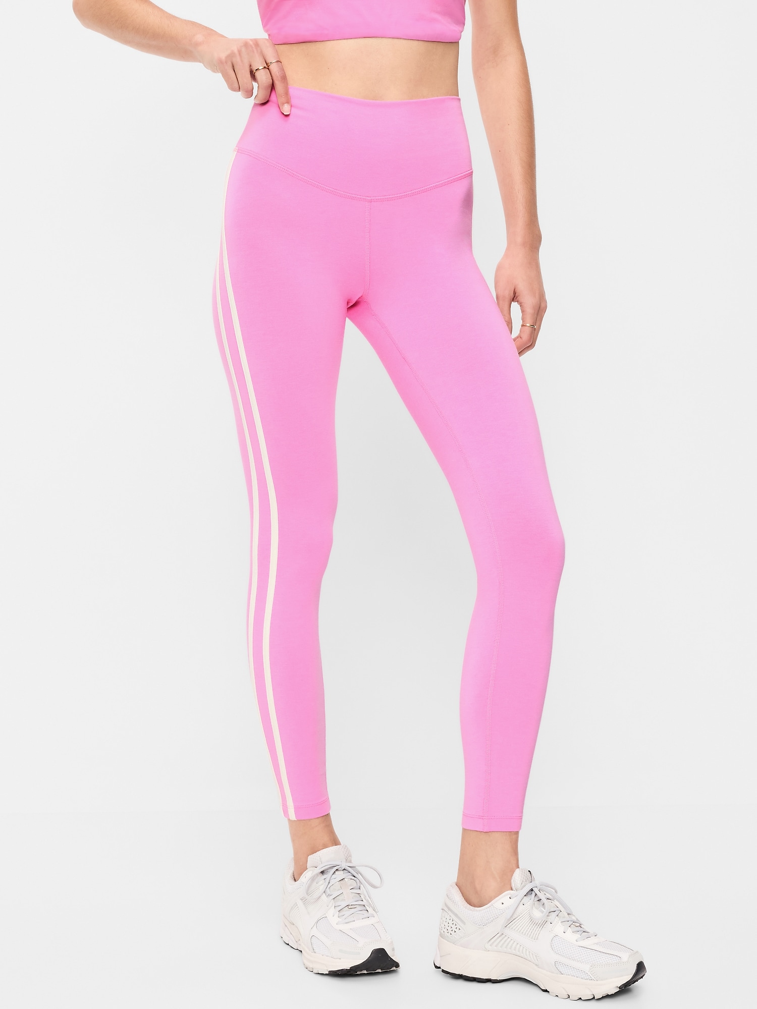 High-Waisted PowerChill Side-Striped 7/8 Cotton Leggings