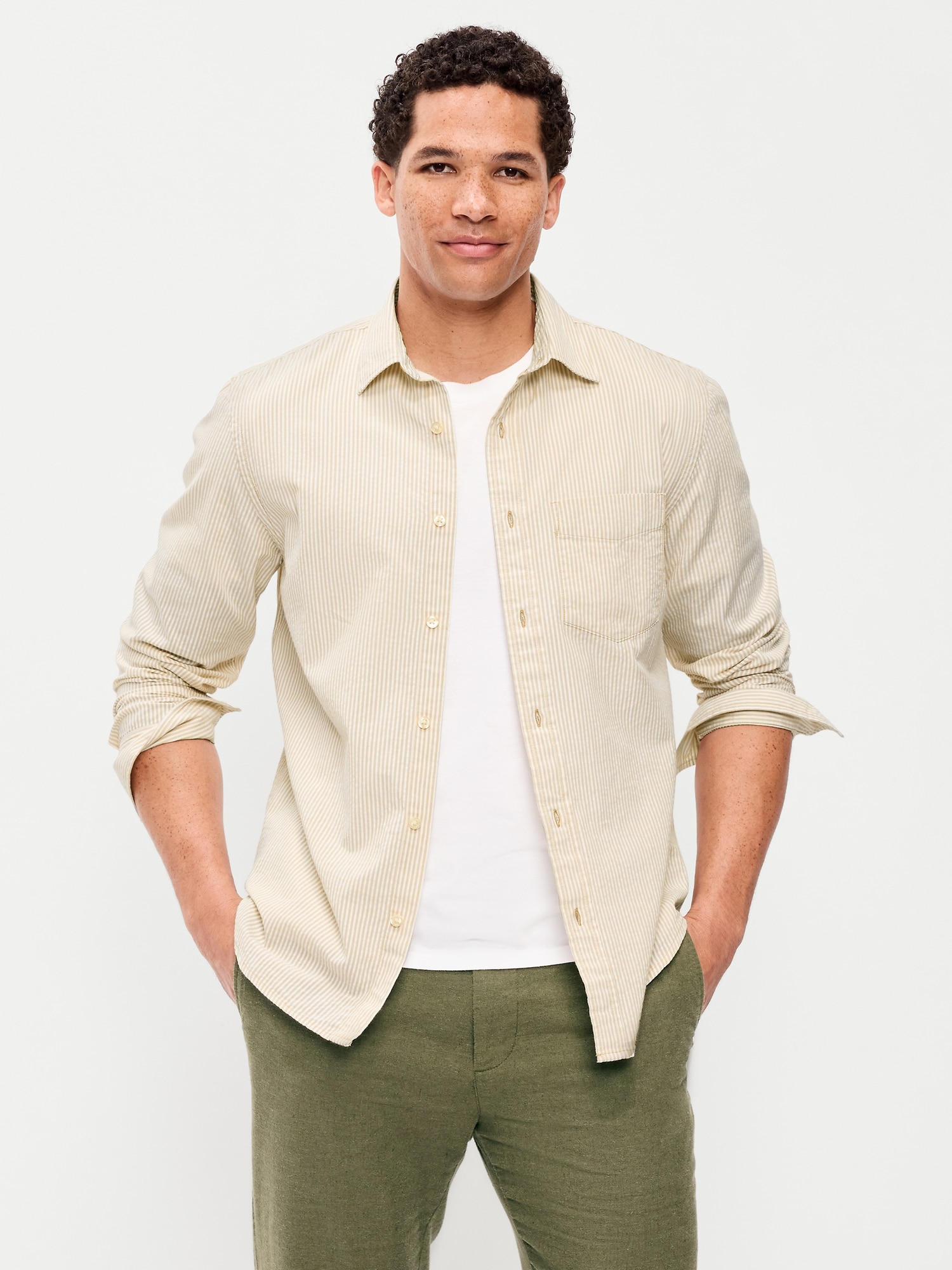 CHEMISE DÉCONTRACTÉE RAYÉE À MANCHES LONGUES AVEC POCHE