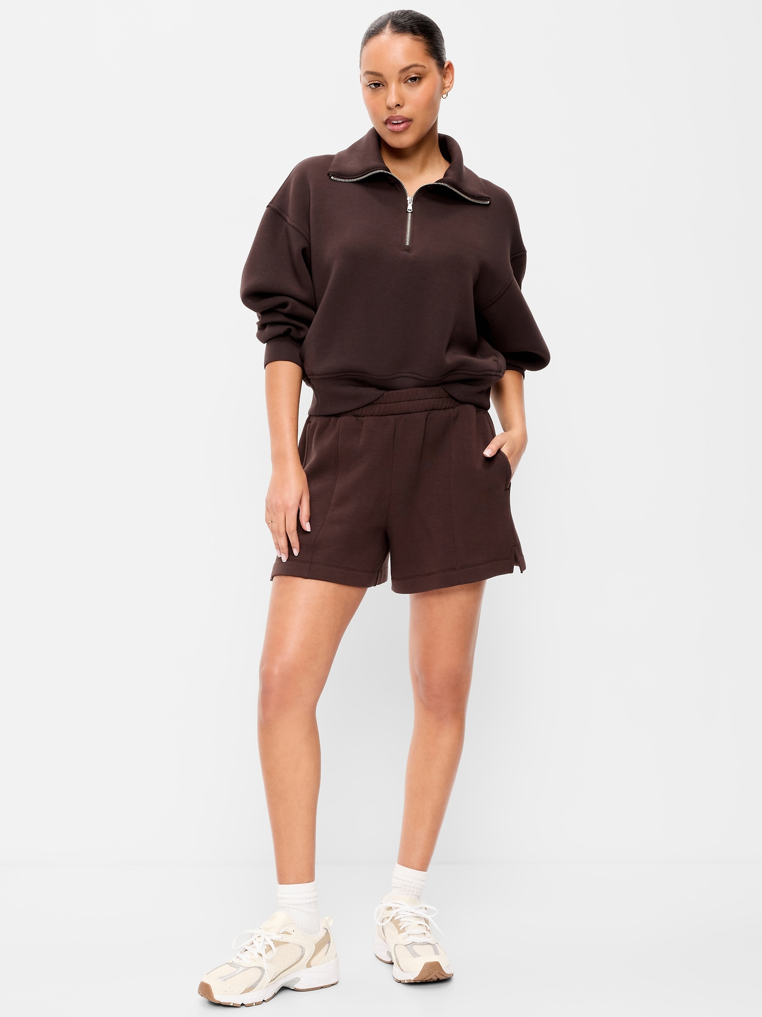 High-Waisted Bounce Fleece Shorts -- 5-inch inseam