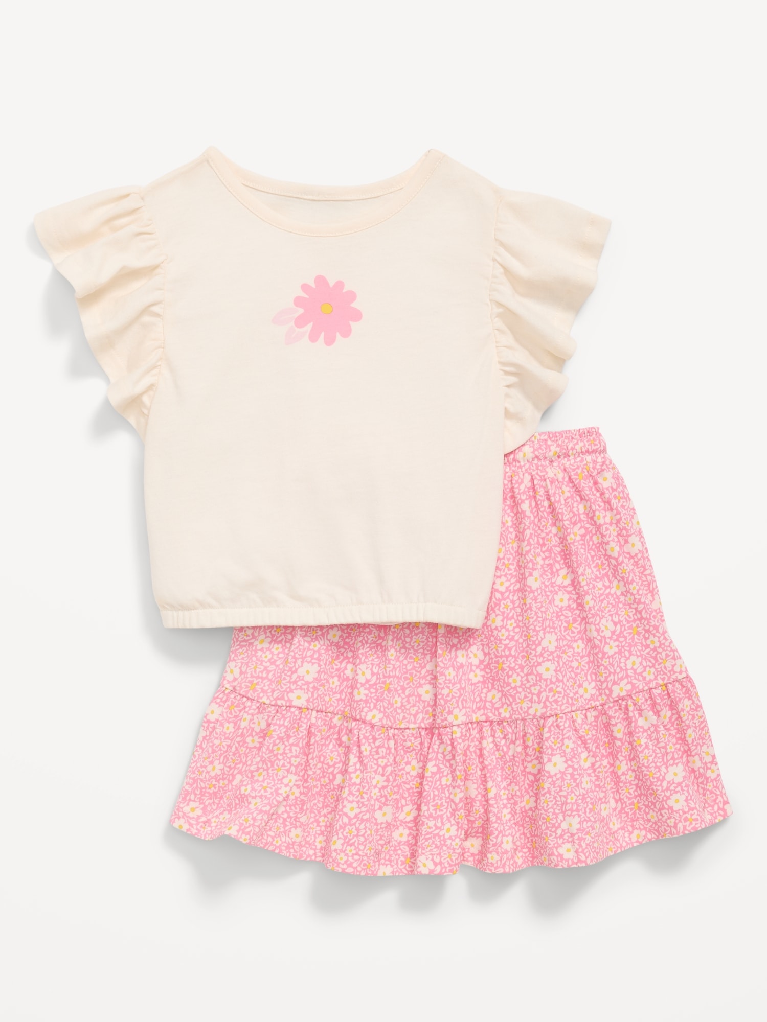 Short-Sleeve Graphic T-Shirt and Skort Set for Toddler Girls