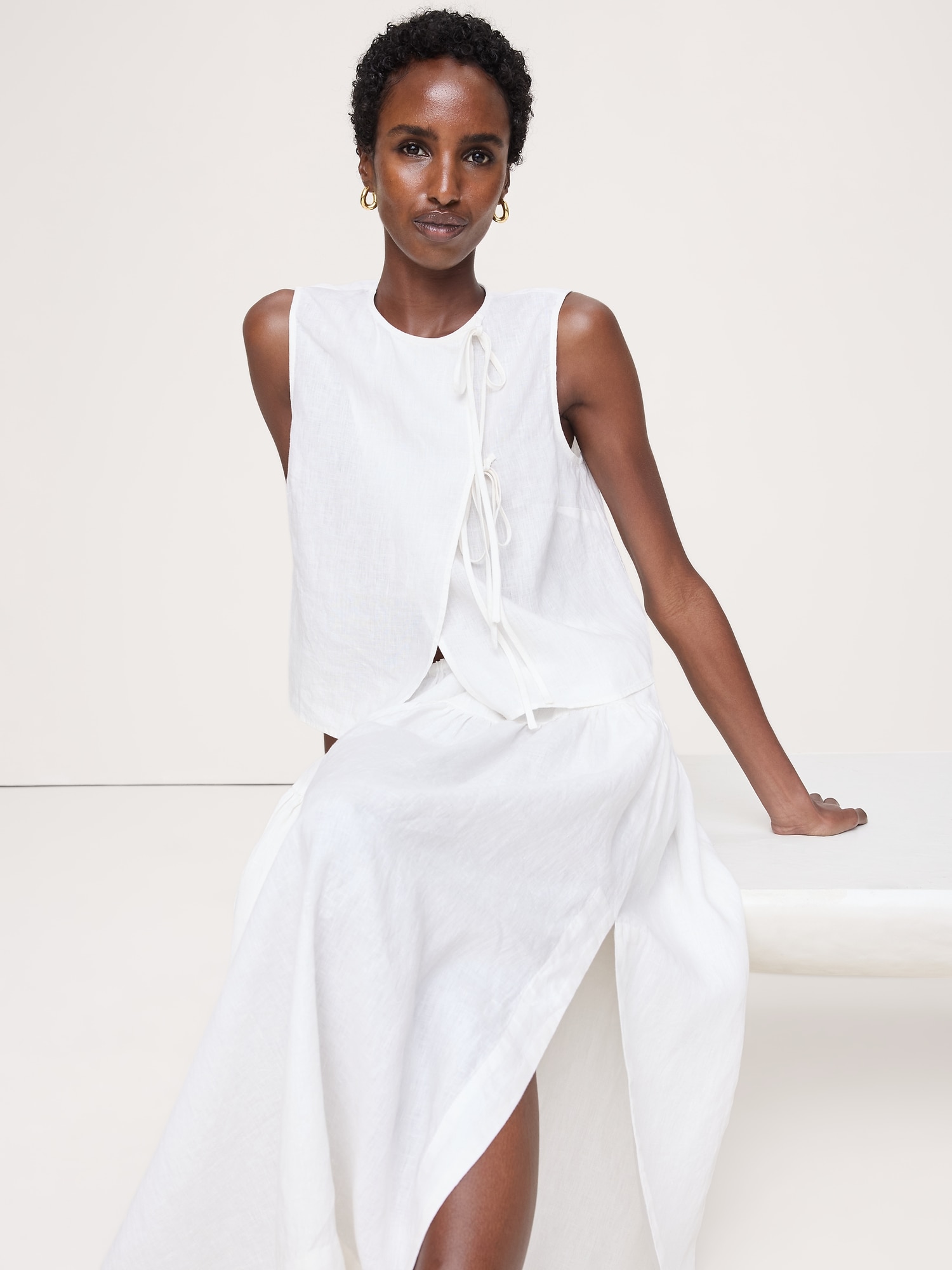 リネン ダブル タイ タンクトップ-3