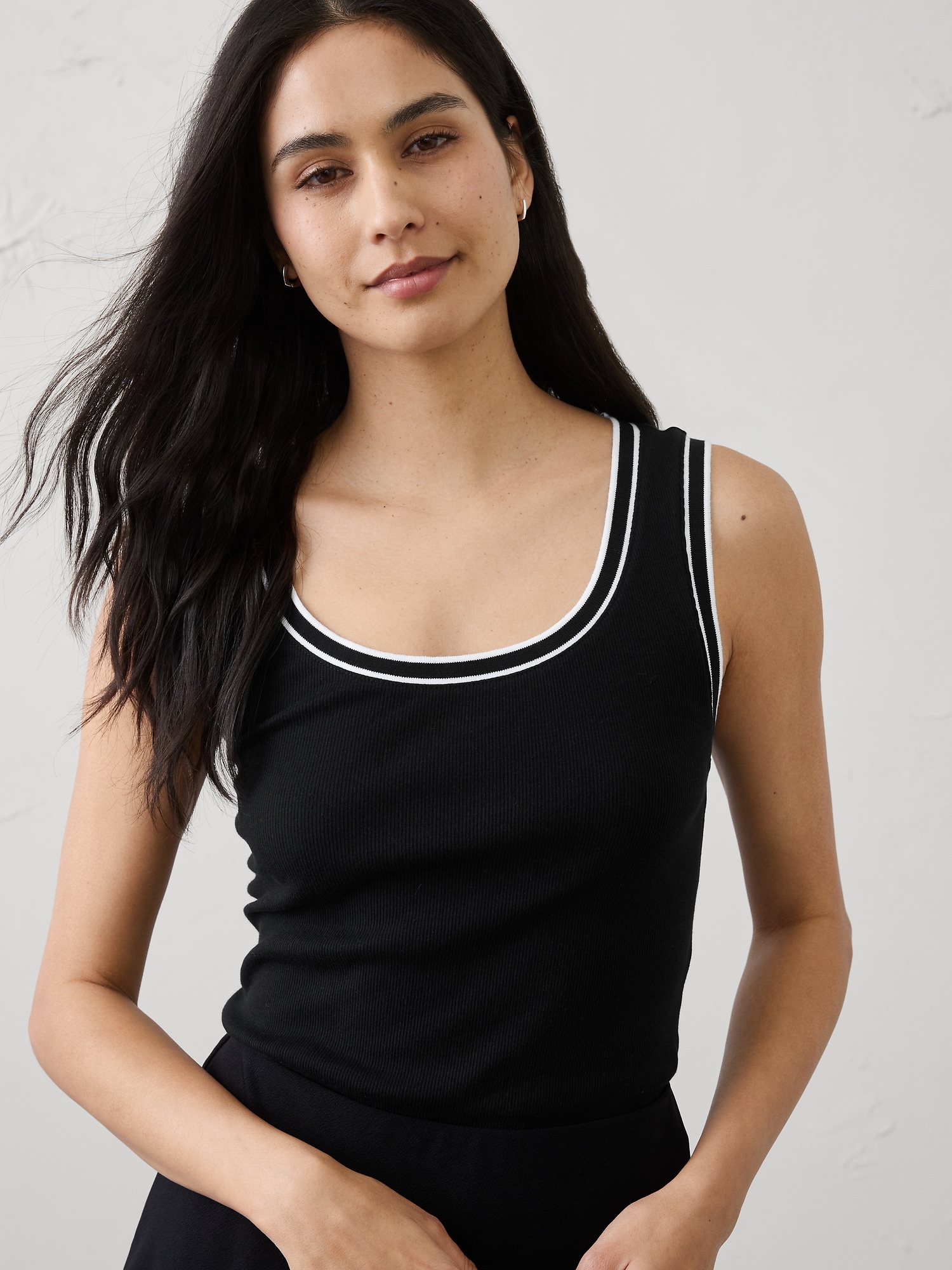 Ribbed Scoop-Neck Tank