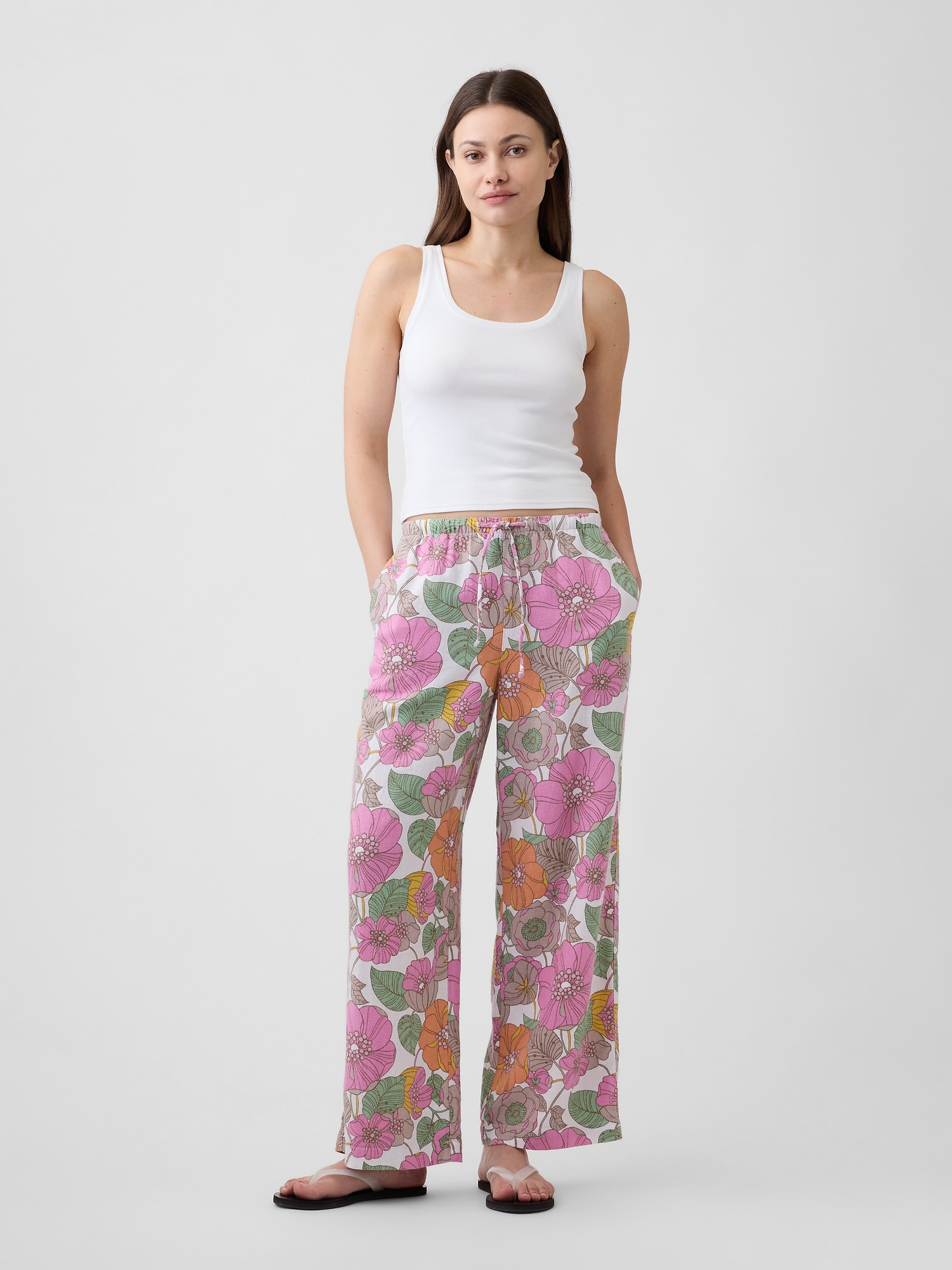 Mid Rise Pull-On Wide-Leg Pants
