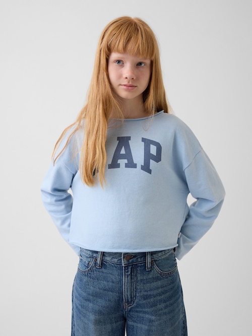 フレンチテリー ワイドネック GAPロゴ スウェットシャツ (キッズ)