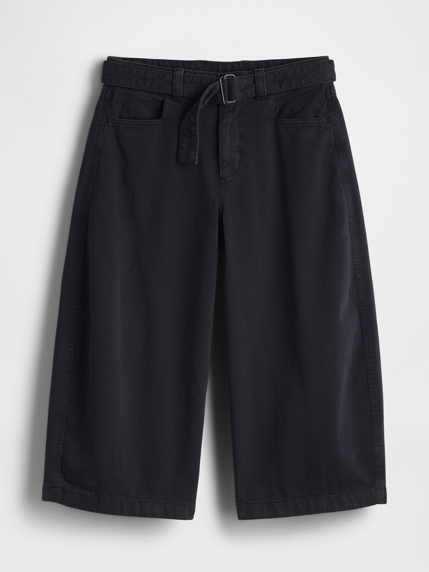 ミッドライズ ベルト キュロット バレルパンツ-5