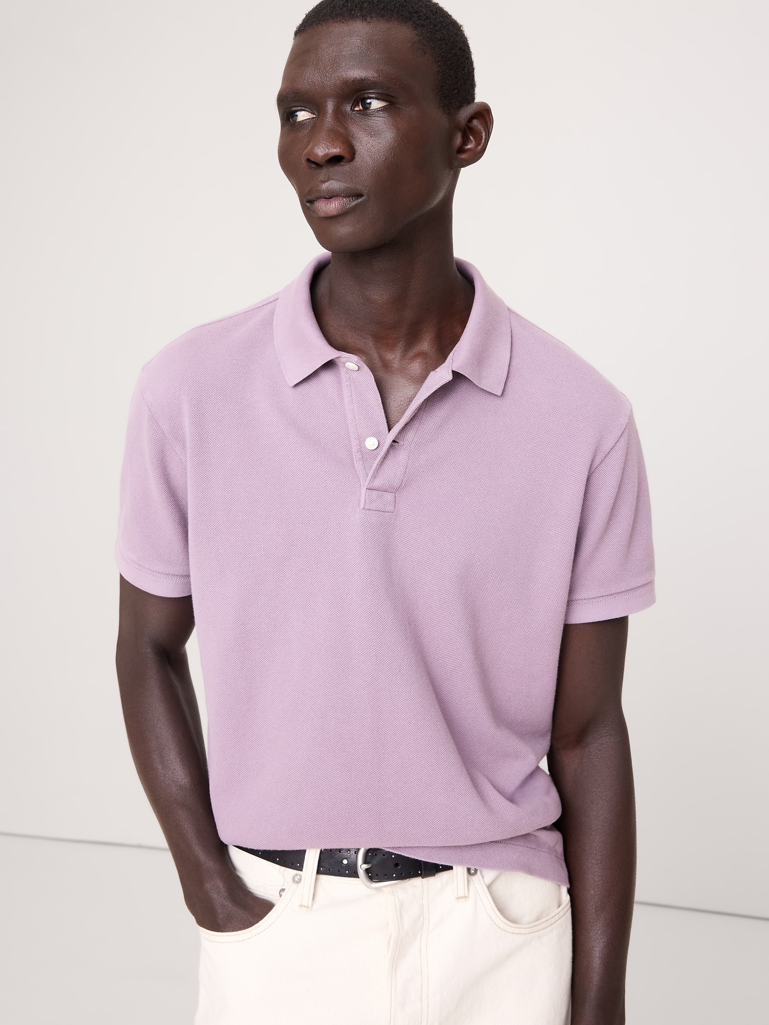 POLO EN PIQUÉ DÉLAVÉ AU SOLEIL