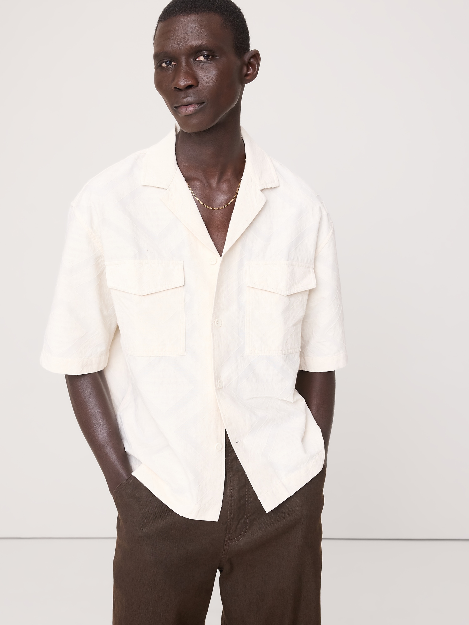 Relaxed-Fit Cotton Jacquard Resort Shirt