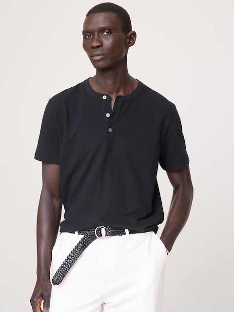 T-SHIRT HENLEY À MAILLES