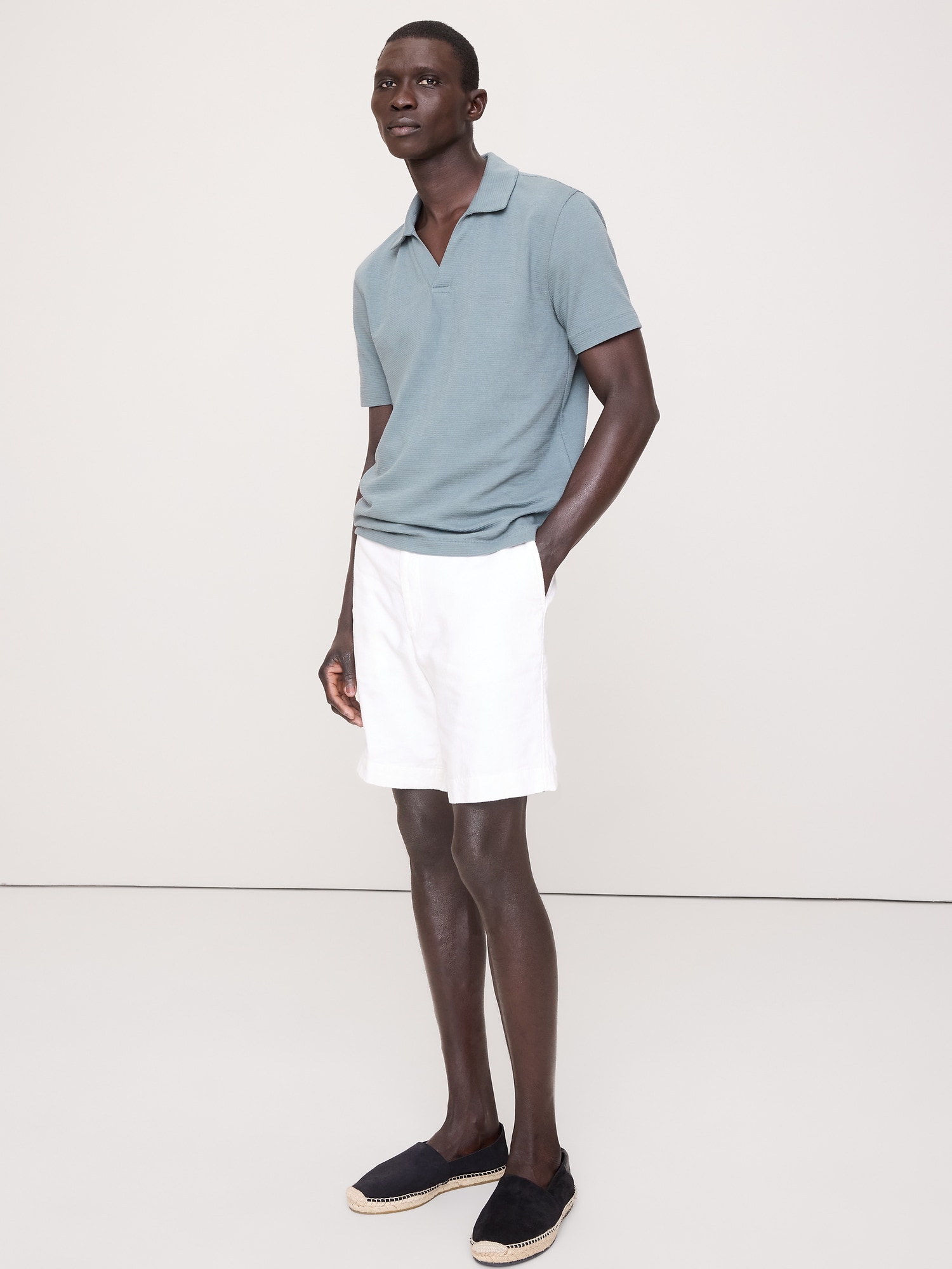 Mesh Johnny-Collar Polo