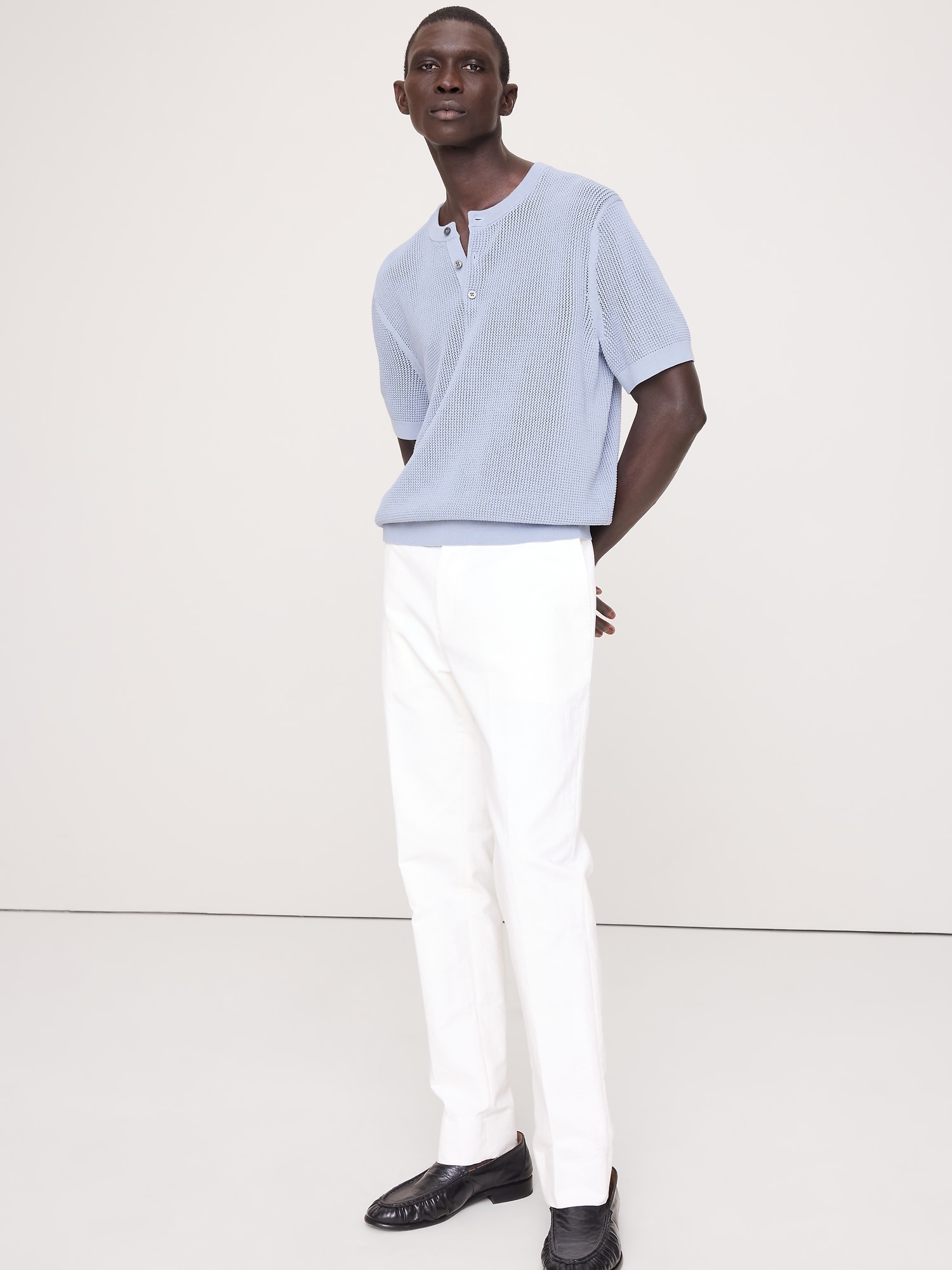 Cotton-Silk Henley T-Shirt