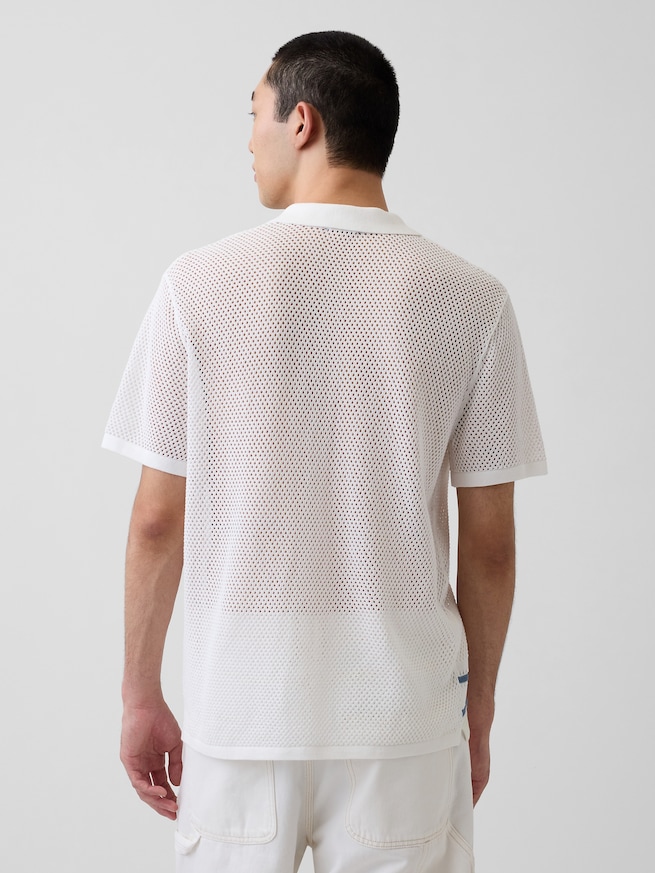 ストライプ キャンプ 襟付きニットシャツ-2