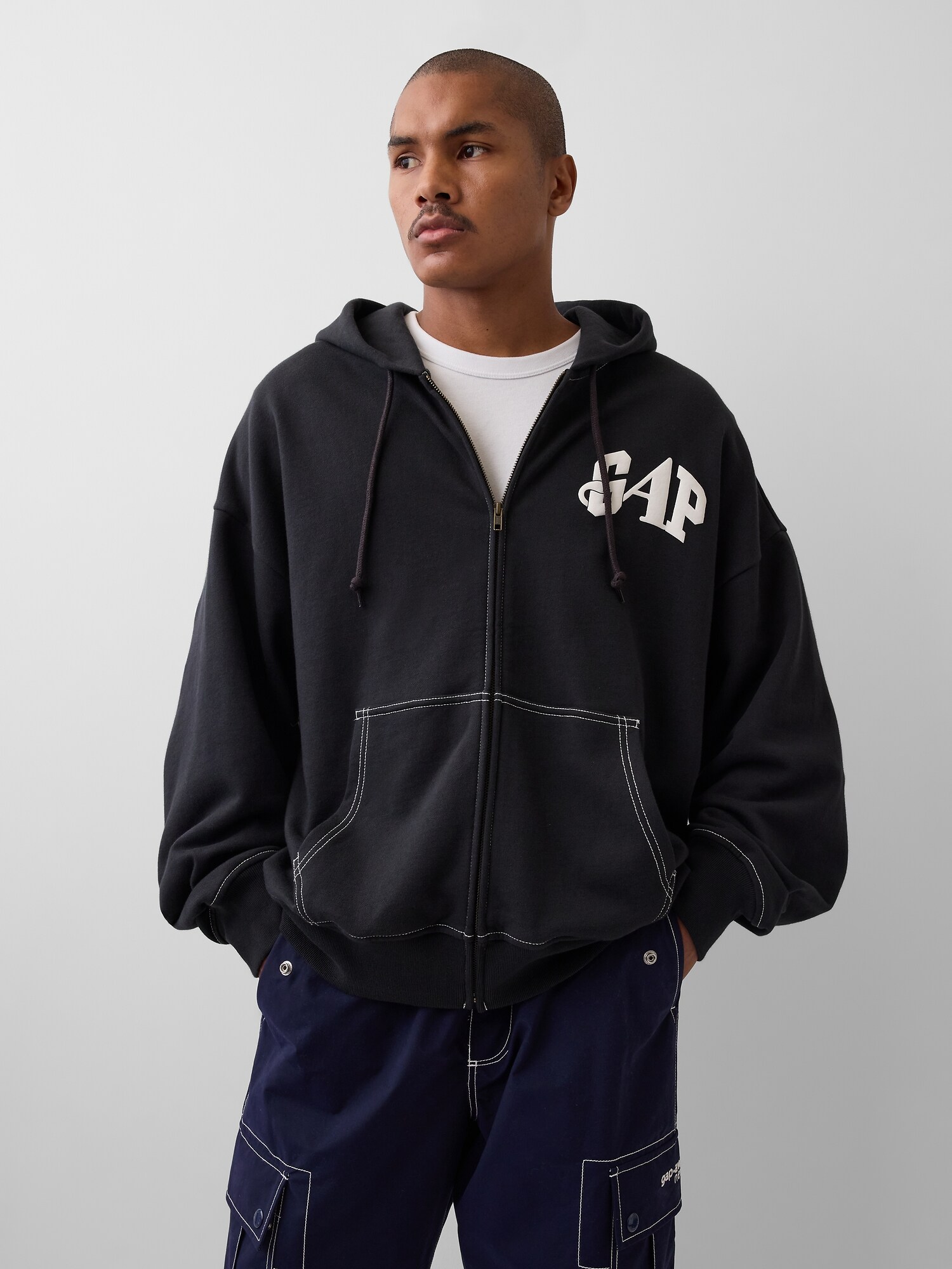 Gap × Awake NY ヘビーウェイト オーバーサイズ ロゴ ジップアップパーカー