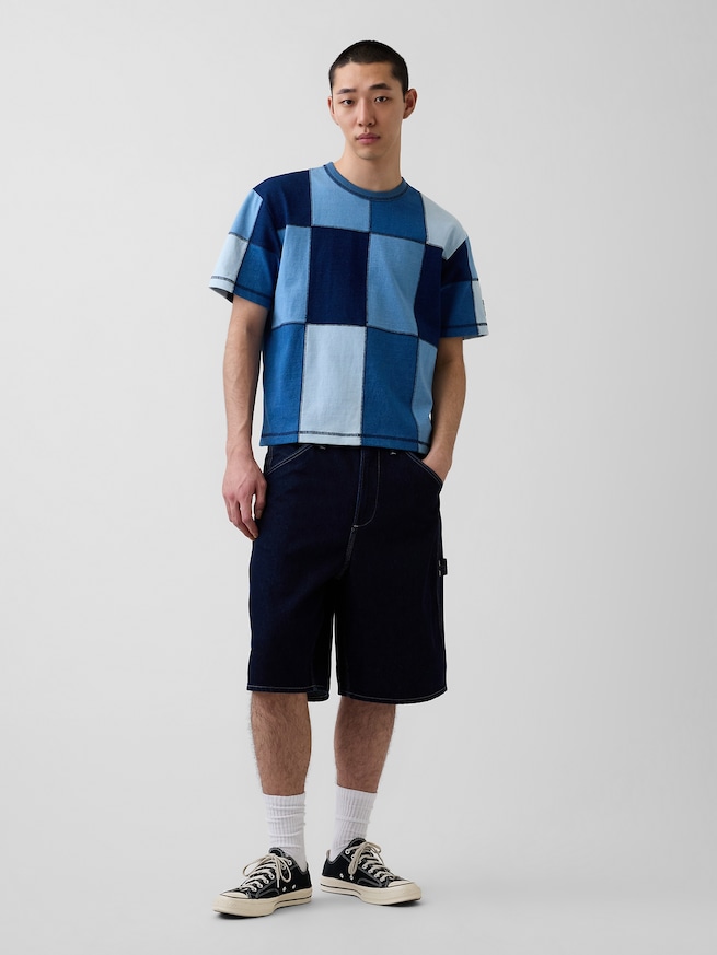 Gap &times; Sean Wotherspoon インディゴ パッチワーク クロップドTシャツ-1
