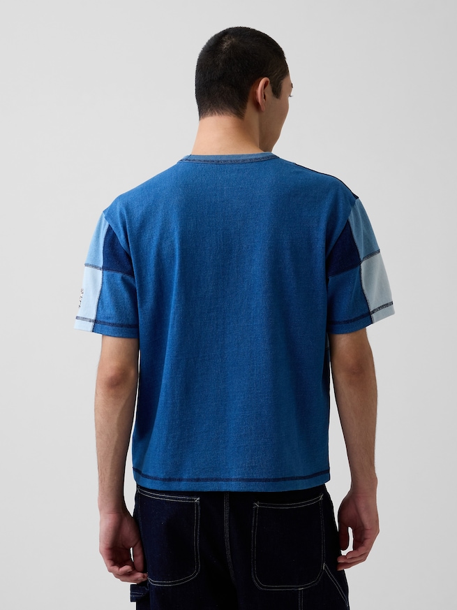 Gap &times; Sean Wotherspoon インディゴ パッチワーク クロップドTシャツ-2