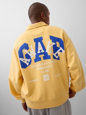 Gap &times; Awake NY ヘビーウェイト オーバーサイズ 1/4ジップアップ プルオーバー