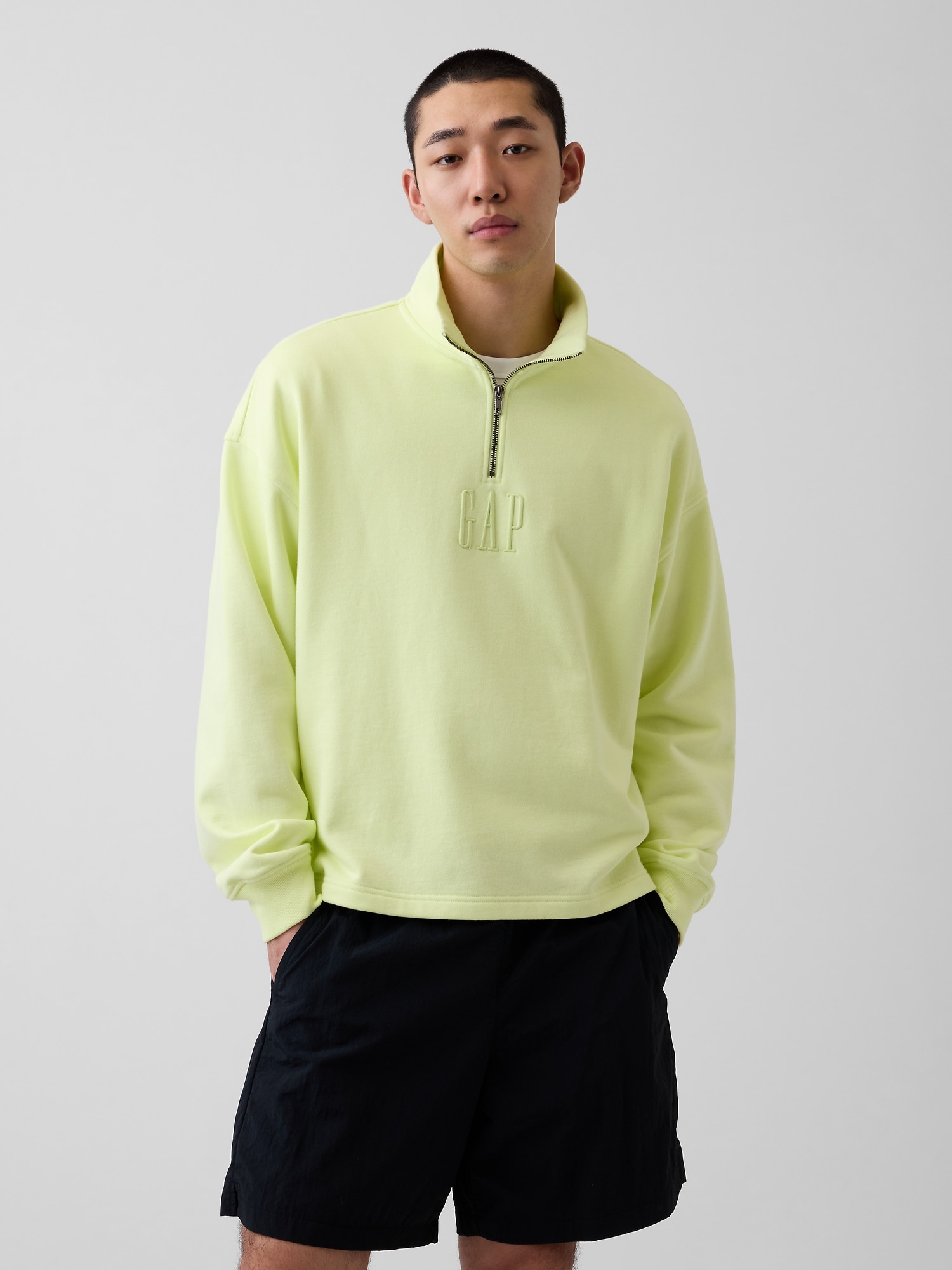 Heavyweight Oversized Logo Quarter-Zip Pullover