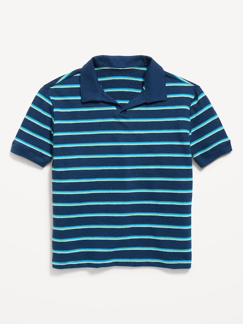 Short-Sleeve Textured-Knit Polo Shirt for Boys
