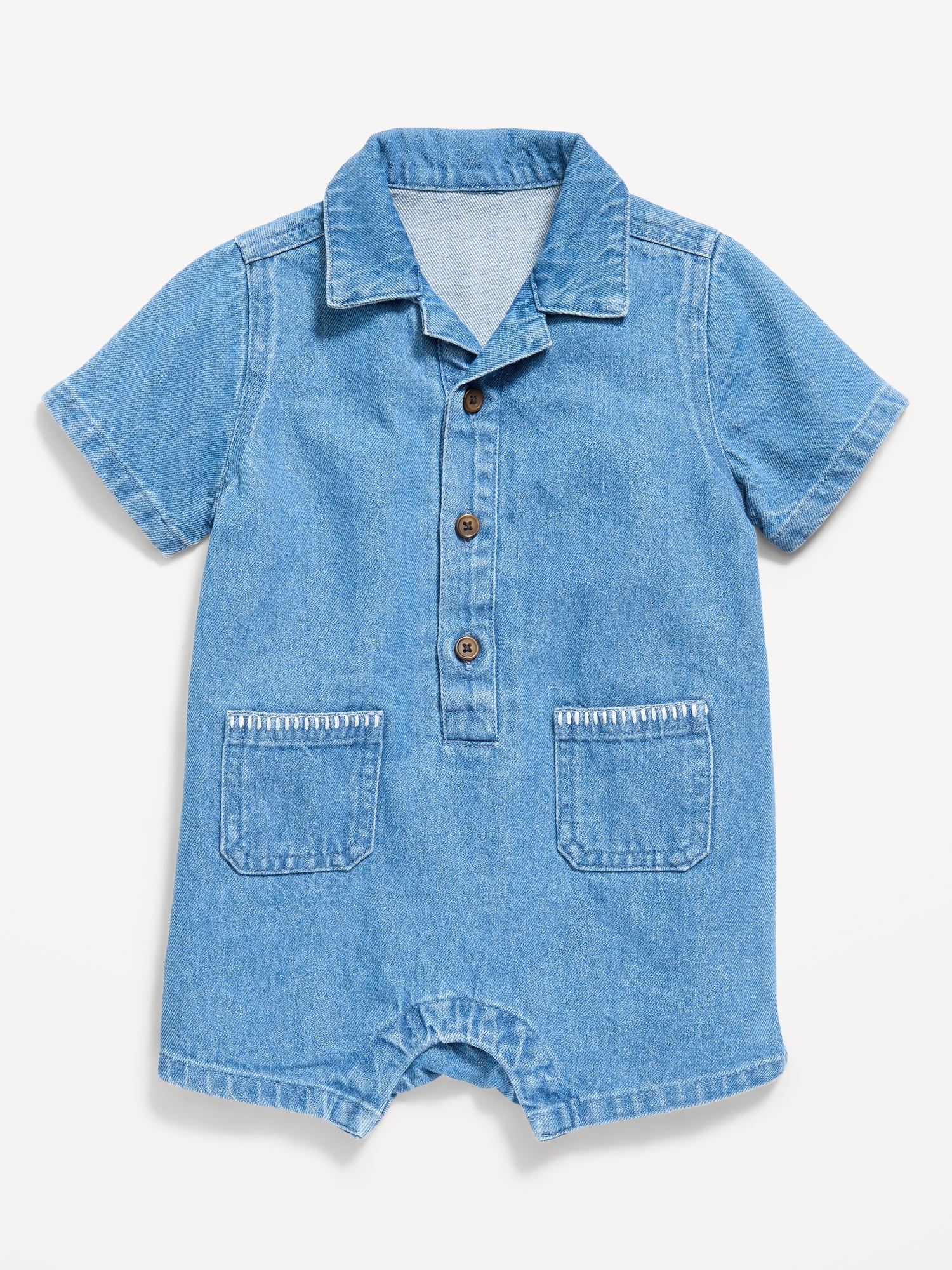 Short-Sleeve Denim Romper for Baby