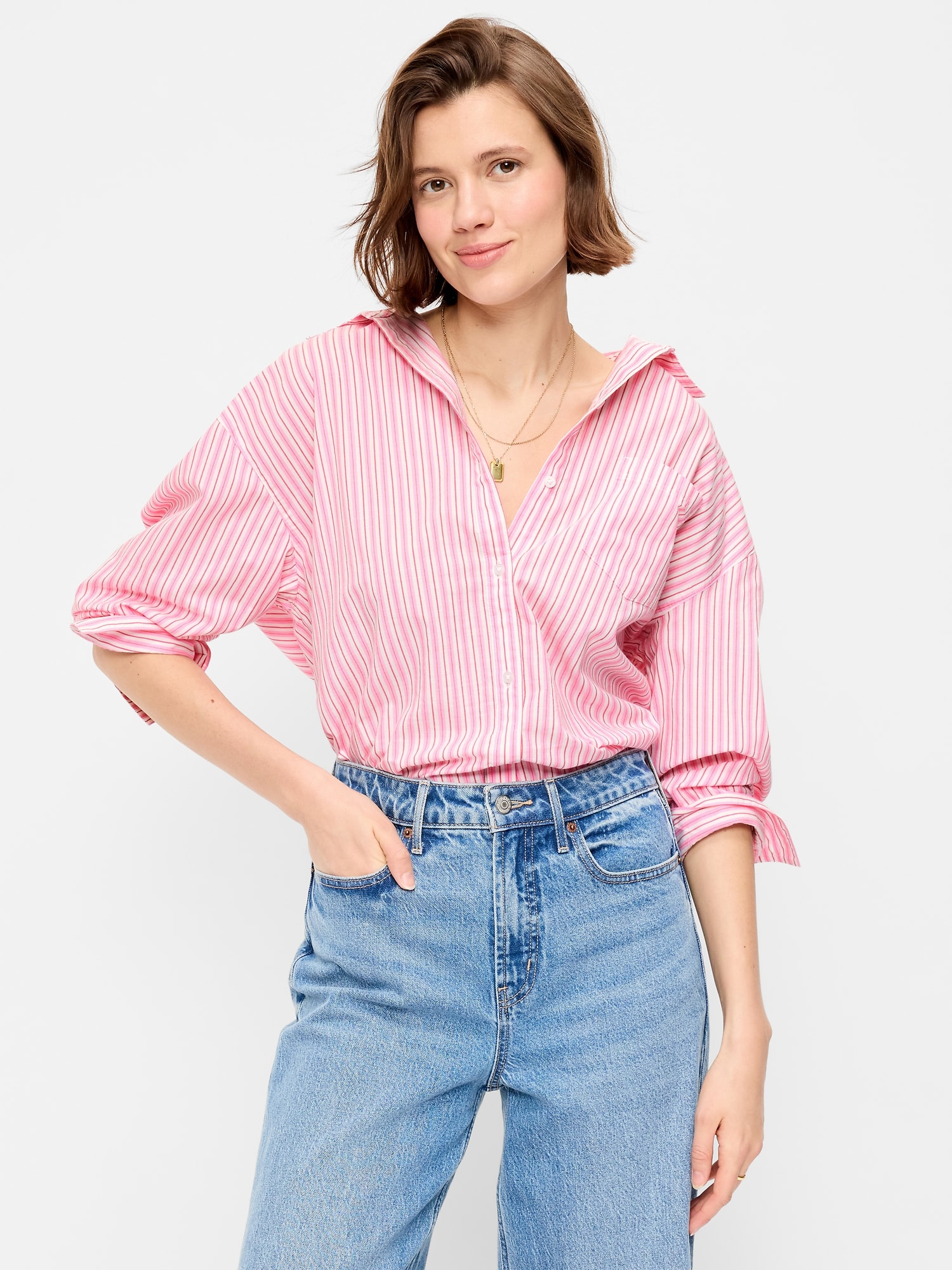 Oversized Button-Down Boyfriend Shirt