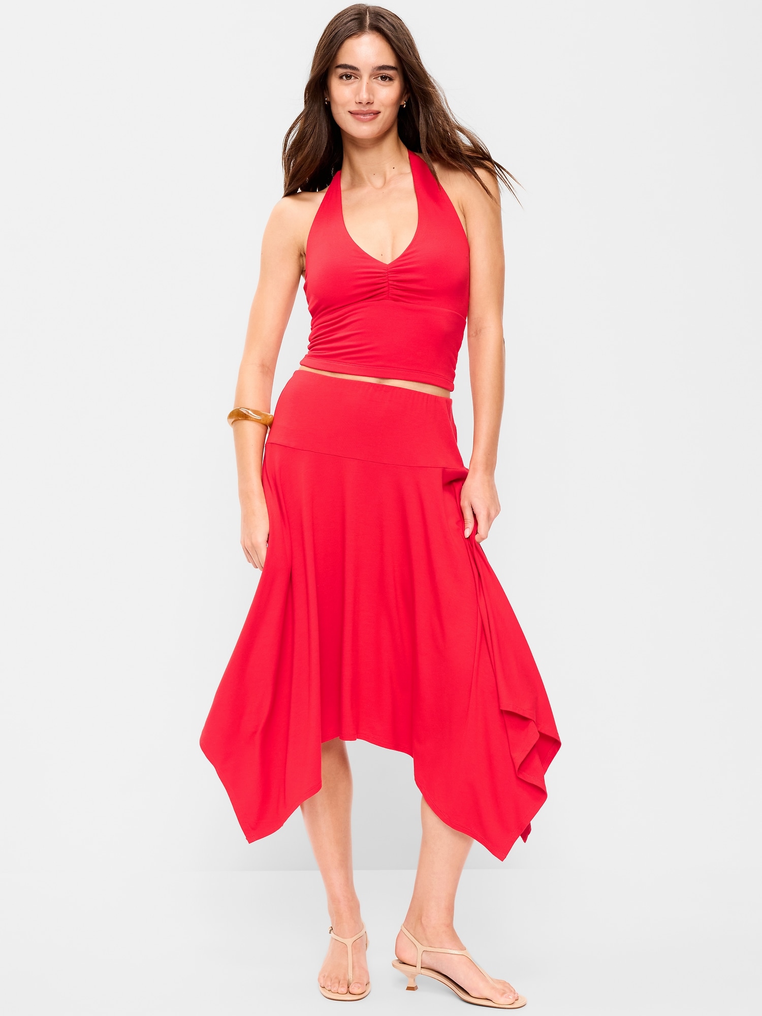 Handkerchief Hem Midi Skirt
