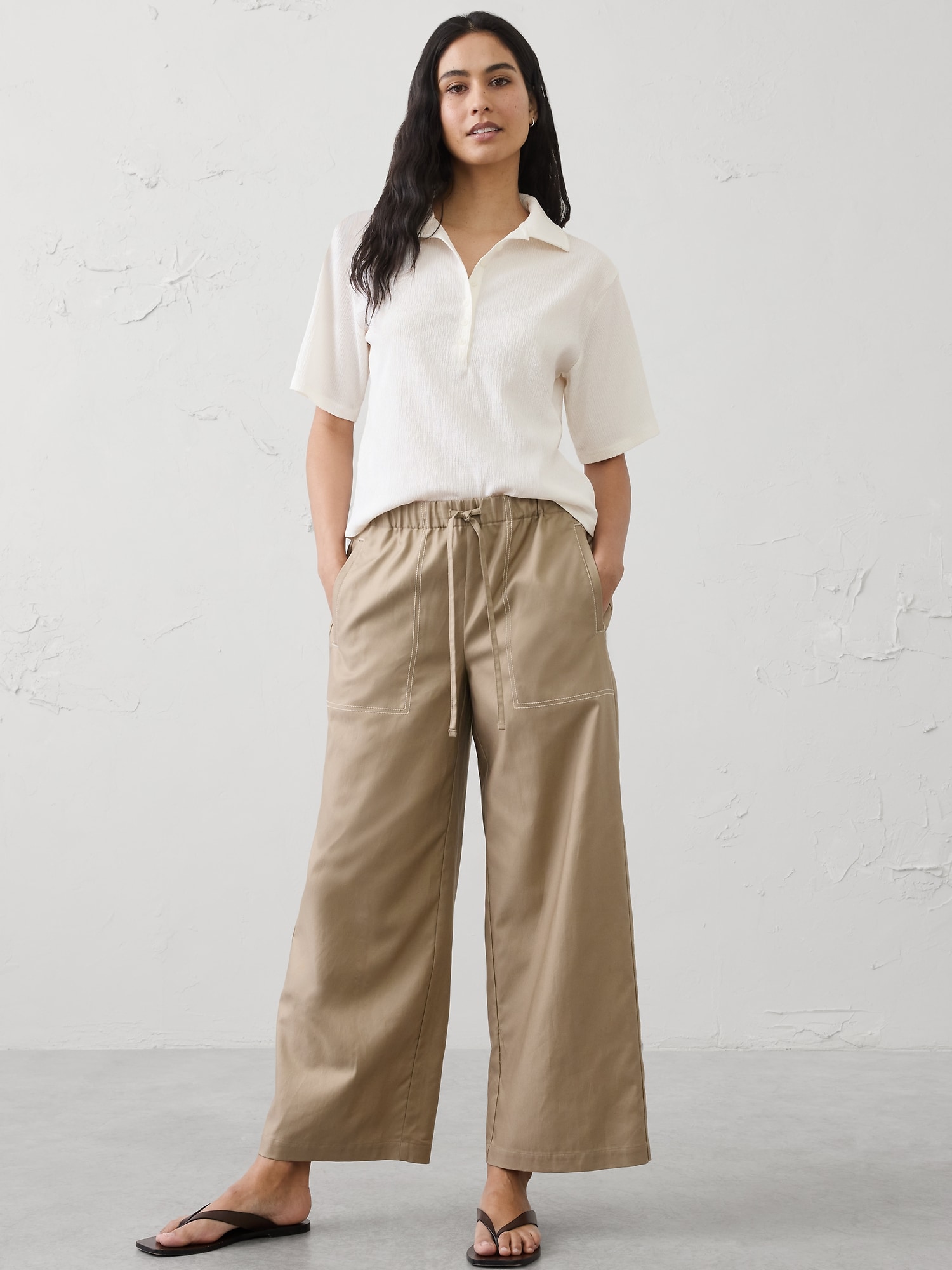 Textured Smocked Polo