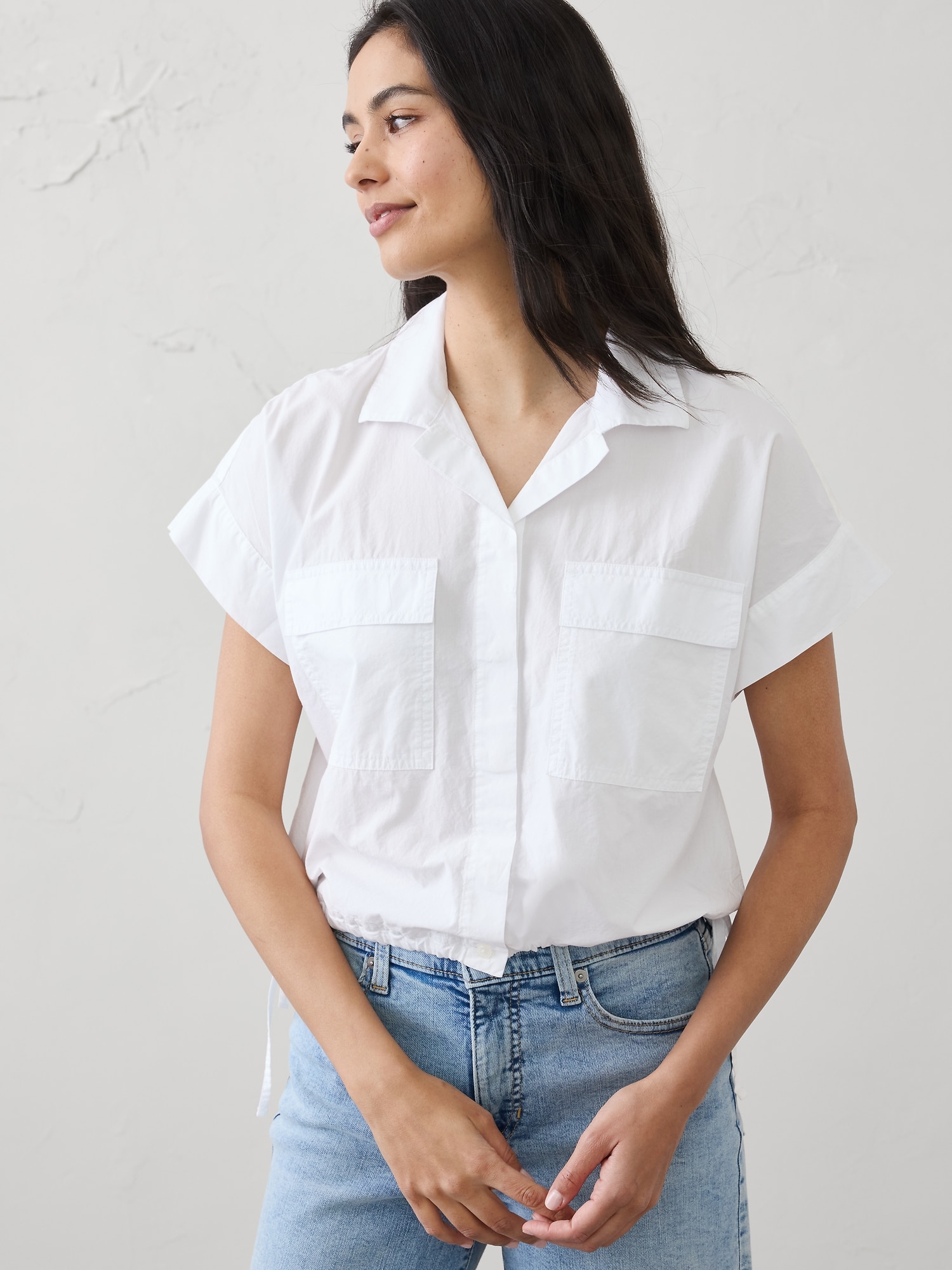Drawstring-Hem Shirt