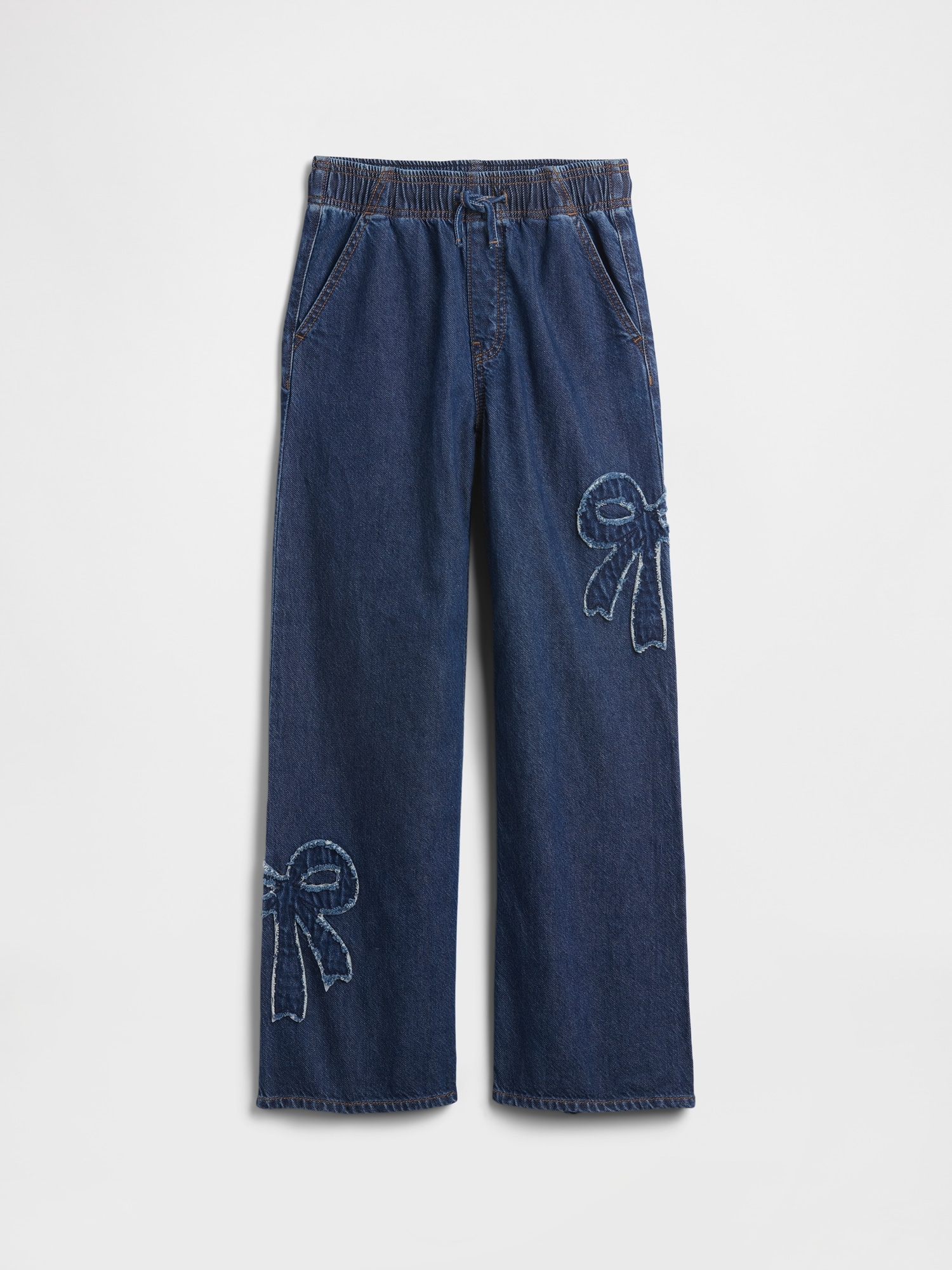Kids Mid Rise Pull-On Wide-Leg Jeans