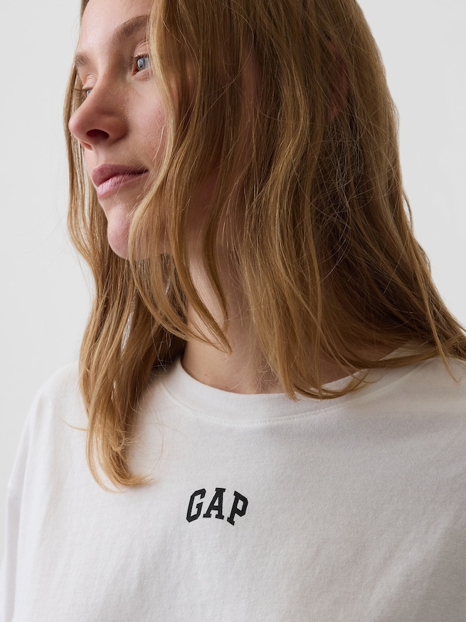 オーガニックコットン ヴィンテージソフト アスレチック GAPロゴ チュニックTシャツ-3