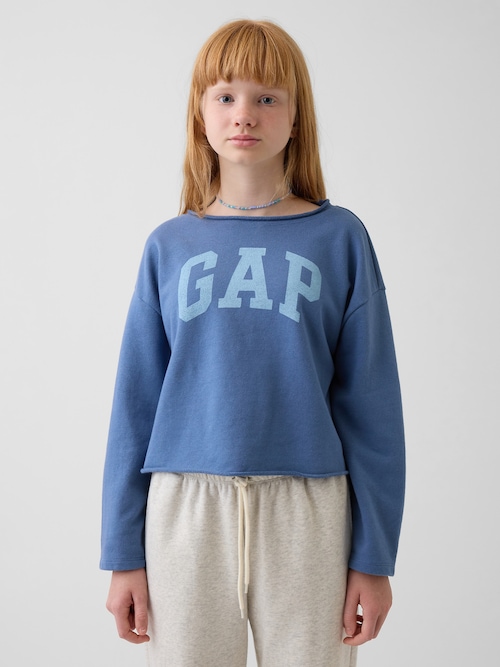 フレンチテリー ワイドネック GAPロゴ スウェットシャツ (キッズ)