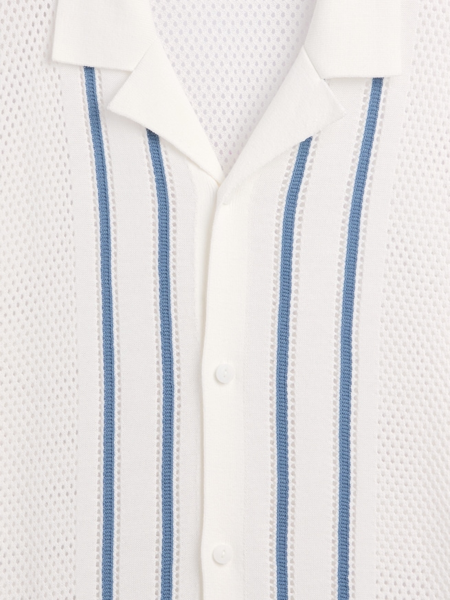 ストライプ キャンプ 襟付きニットシャツ-3