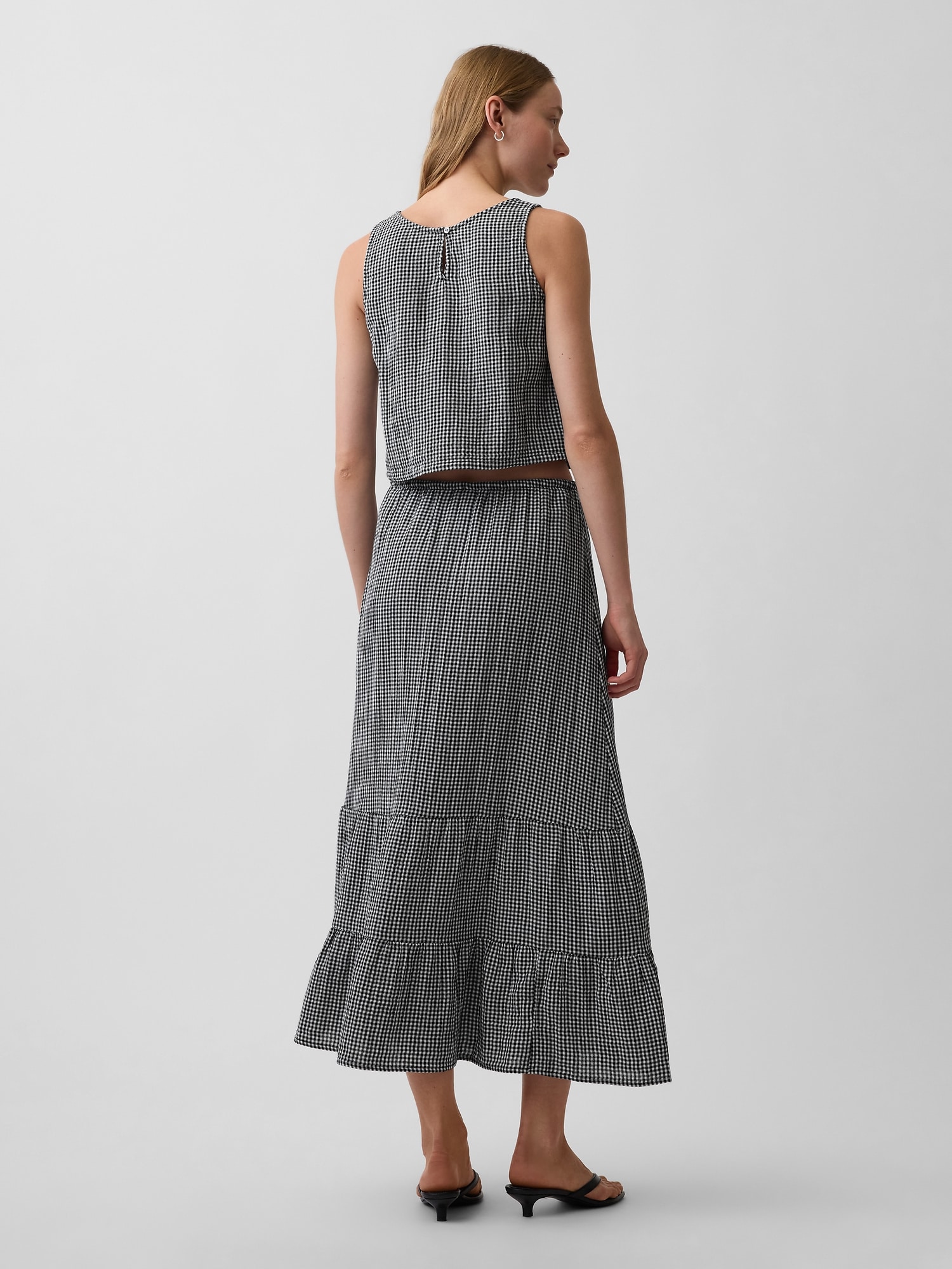 ハイライズ コットンガーゼ イージーウエスト ティアード マキシスカート-1