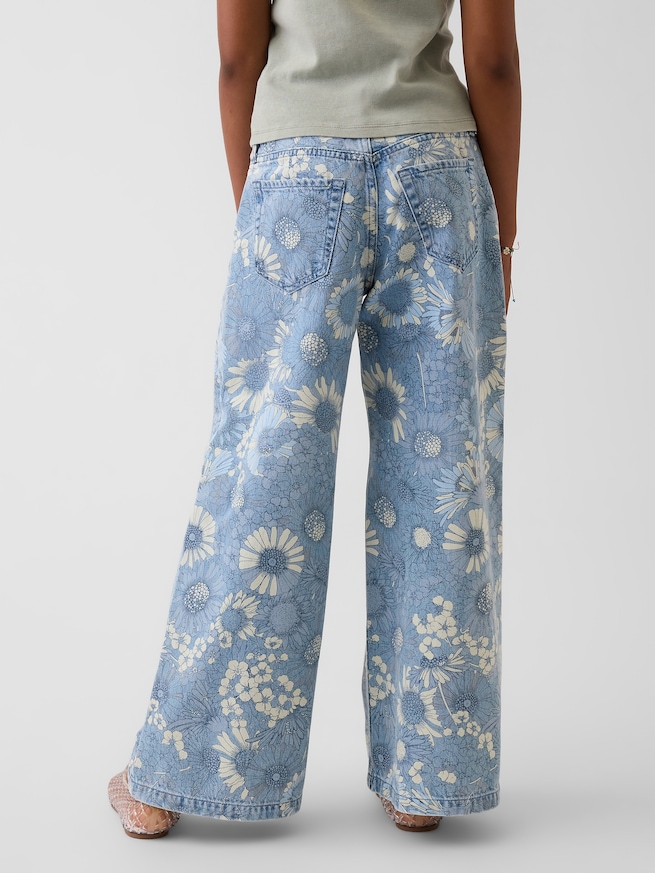 ローライズ フローラル バギーデニム (キッズ)-3