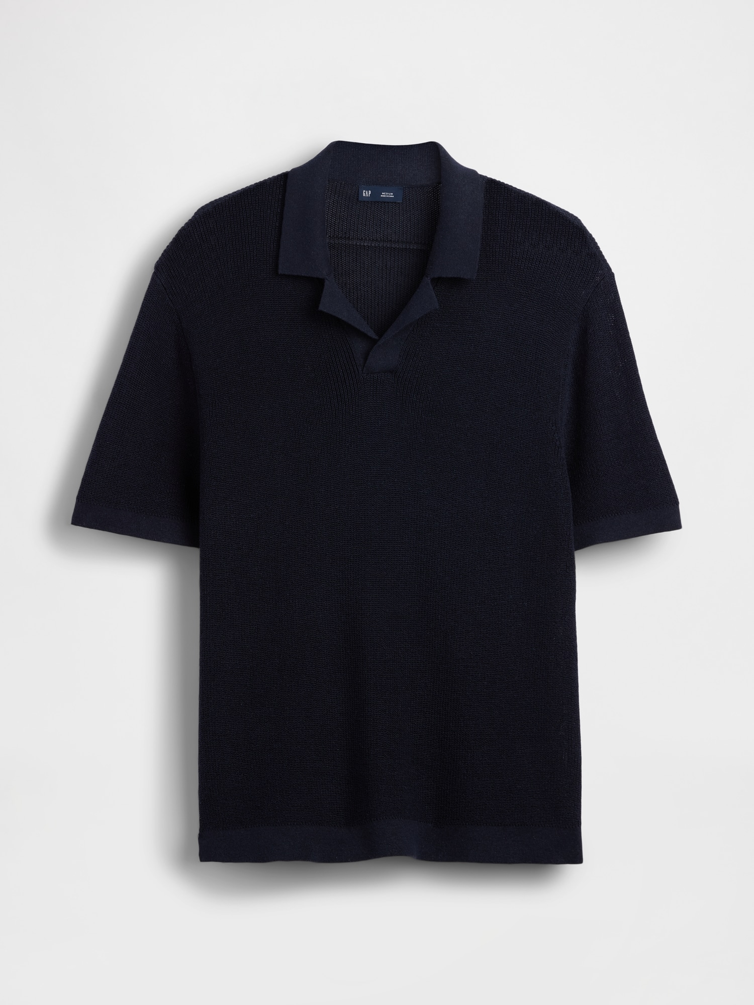 Linen-Blend Camp Polo Shirt Sweater