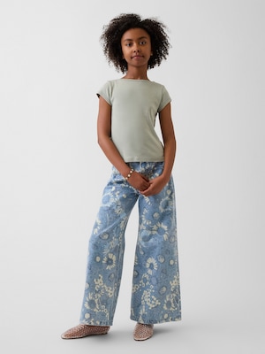 ローライズ フローラル バギーデニム (キッズ)