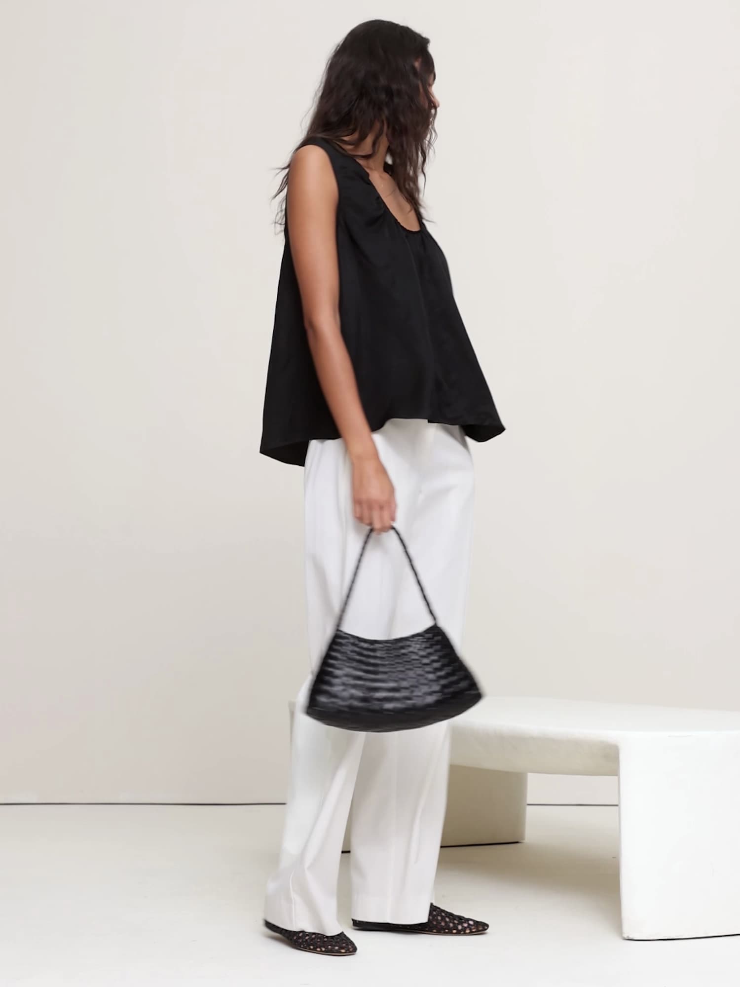 ビスコース リネン スクープネック タンクトップ-5