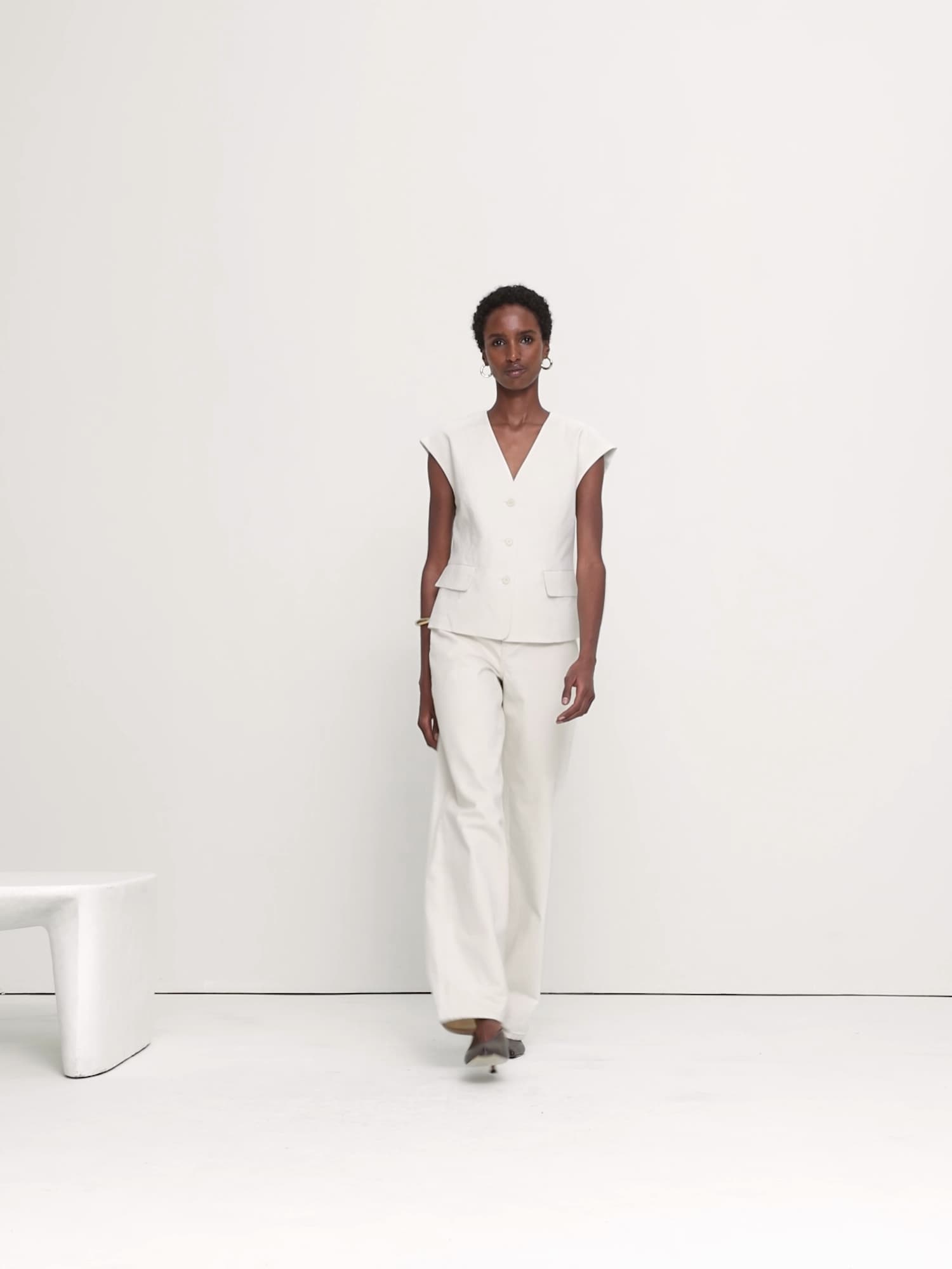 ストレッチ リネン ビスコース ベスト-6